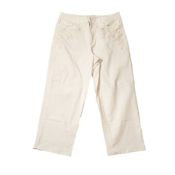 I.N.C International Concepts High Rise Denim White Embroidered Size 14 Jeans - Picture 1 of 9